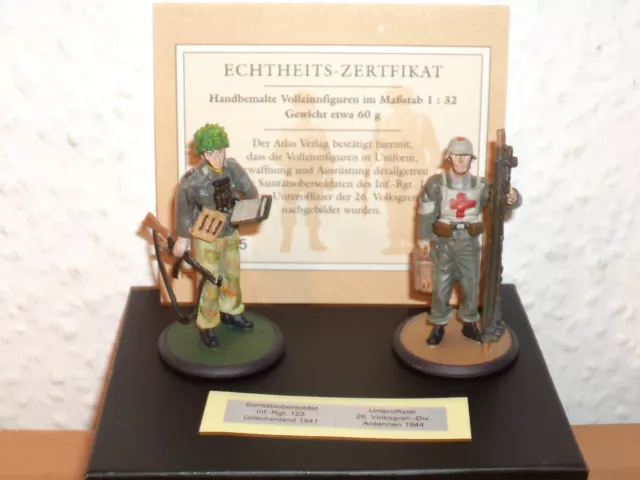 ATLAS Vollzinnfiguren Wehrmacht Sanitätsobersoldat 1941/ Unteroffizier 1944 1:32