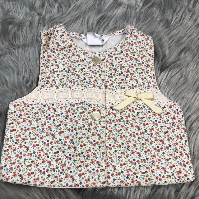 Vintage Baby Quilted Floral Cream Button Up Vest