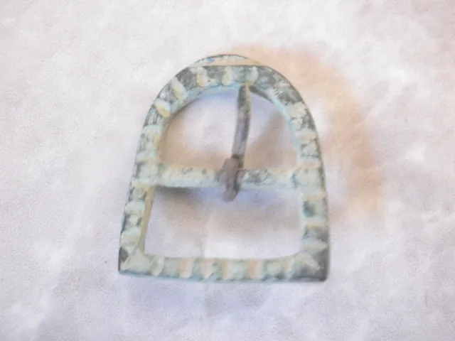 Preciosa Hebilla  Bronce Medieval Grabado Militar ? Ancient Bronze  Buckle