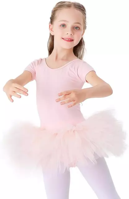 ragazza Tutu per Danza Body Da Balletto Leotard Vestito Ginnastica Manica Corta