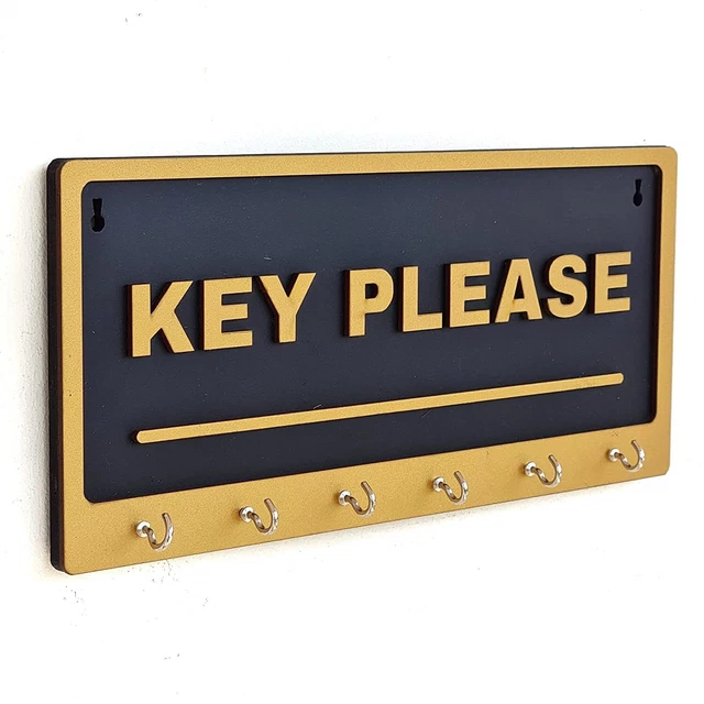 Wall Mounted Wooden Beautiful Key Please Design Key Holder With 6 Hooks, Multi