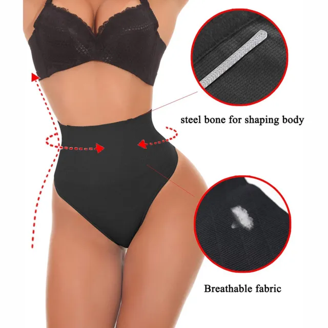 Women Boned Tummy Control Underwear High-Waist Trainer Thong Panties Body Shaper
