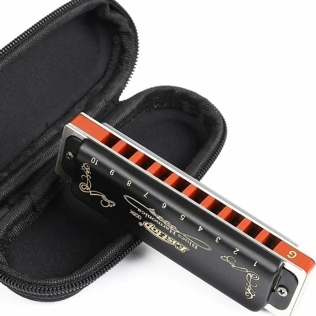 High Quality Harmonica with Case Black T008K Blues Harmonica