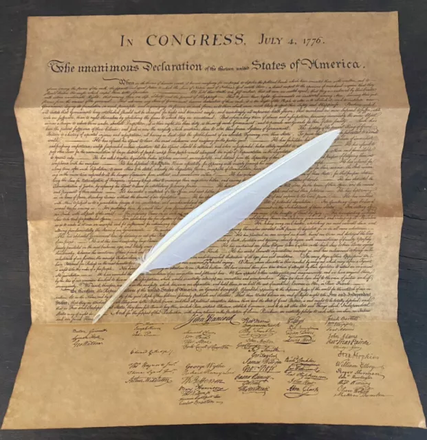 US Declaration of Independence Historical Document w/ Quill Writing Dip Ink Pen