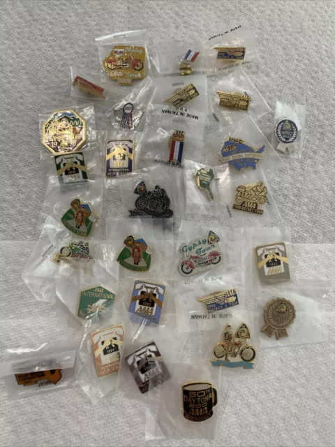 30 AMA Motorcycle District Tour Pins And Assorted Tours And Dates