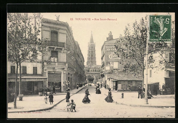 CPA Toulouse, Rue Saint-Bernard, view from the 1909 rue