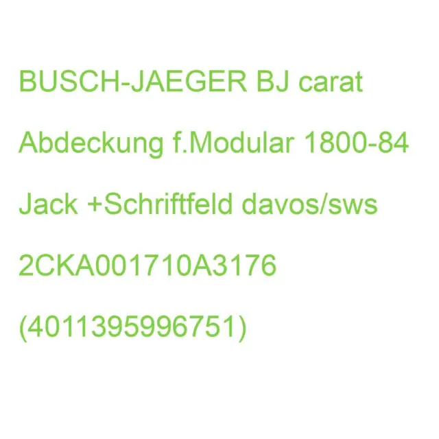 BJ carat Abdeckung f.Modular 1800-84 Jack +Schriftfeld davos/sws 2CKA001710A3176