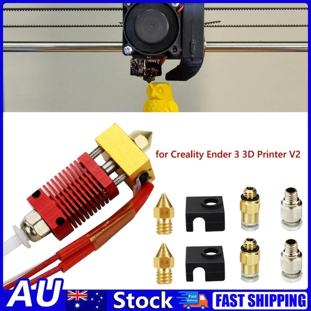 9x DIY 0.4mm MK8 Nozzle Extruder Hot End Kit for Creality Ender 3 Pro 3D Printer