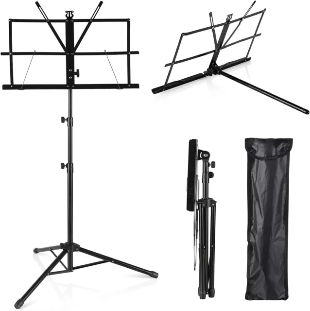 Heavy Duty DSL Sheet Music Book Stand Portable Folding Metal Holder Adjustable