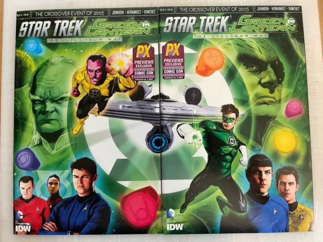 Star Trek Green Lantern 1 Sdcc 2015 A B Variant Lot 2 Crossover Idw Dc Comics Nm