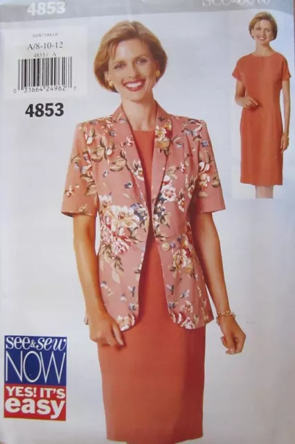 Butterick SEWING Pattern 4853 Misses Jacket Dress UNCUT Very Easy See & Sew OOP