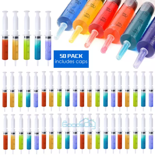 50-Pack SHOT SYRINGES INJECTORS IN-JECTOR BAR PARTY UP TO 2 OUNCE 2oz FILL