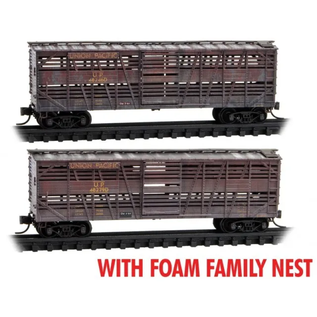 Micro-Trains 99305046 Union Pacific Weathered Stock Car Set N Scale Freight Car