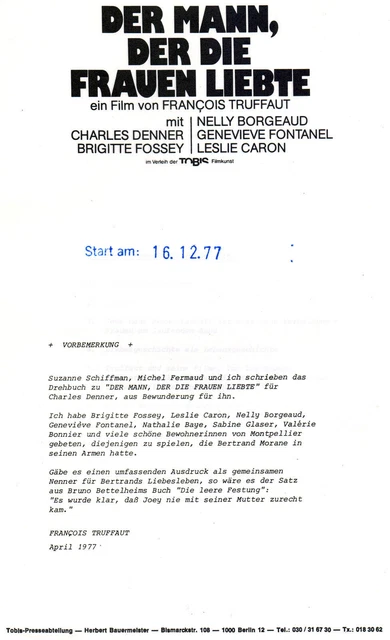 Der Mann Der Die Wörter Liebte DER MANN, DER die Frauen liebte - Francois Truffaut, Charles Denner