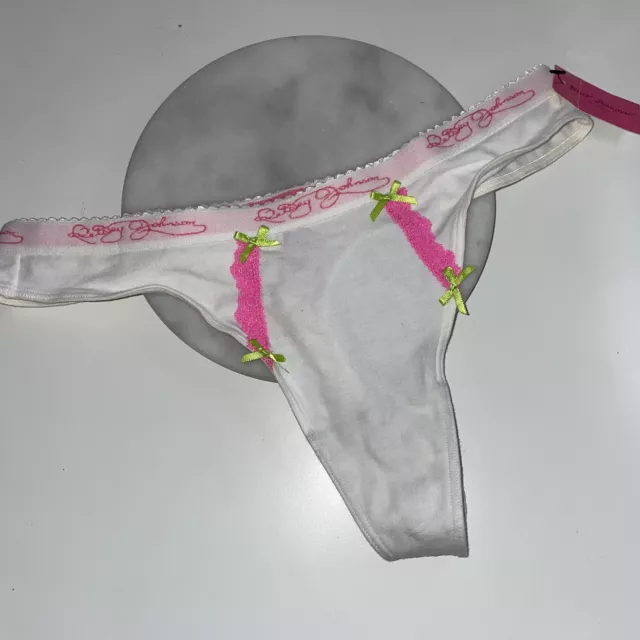 NWT BETSEY JOHNSON COTTON SPANDEX THONG Panty Size M Leopard Pink Green