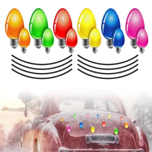 20X Safe Magnet Reflective Stickers Automotive Christmas Lights Decals Xmas Bulb