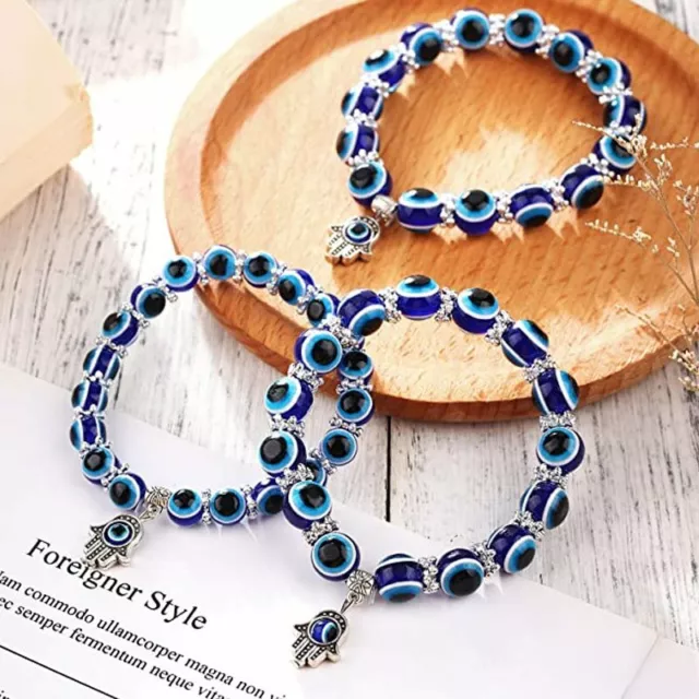 Good Luck Blue Evil Eye Bead Protection Bracelet Jewellery Turkish Hand Women