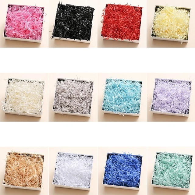 Trozas de papel arrugado cesta de relleno caja de regalo triturada