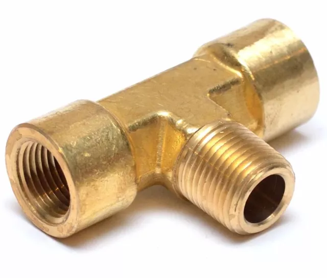 3/8 Npt Female to Male Center Branch Tee Brass Pipe Fitting Water Oil Gas Air