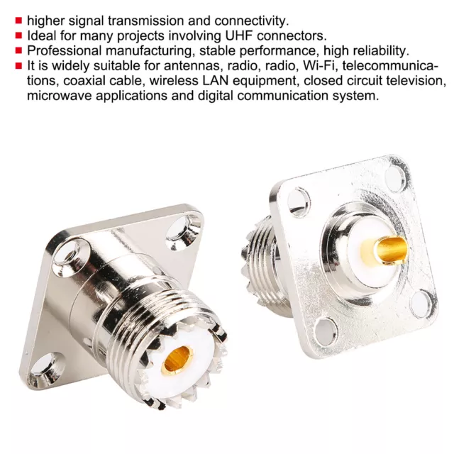 2 UHF Weibliche SO239 Messing 4-Loch 50ohm Adapter Stecker Adapter Konverter EGG 3