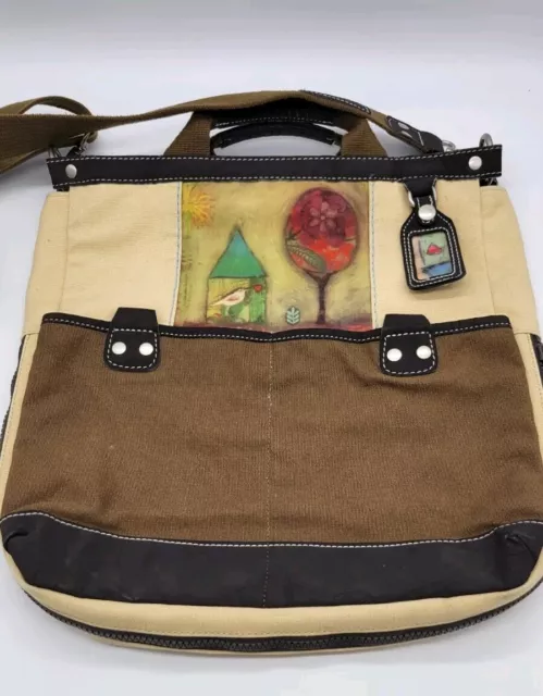 SHERPANI Birdhouse Tree Canvas Tote Bag Large Crossbody Purse Messenger BoHo