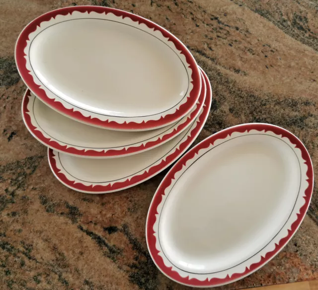 4 X Vintage Duraline Grindley Hotelware Oval Salad / Side Plates 22.3cm