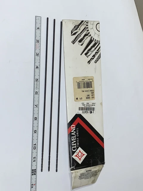 ( 3 COUNT ) 1/8" drill bits Aircraft 12" long Extension Bits Cleveland C06332