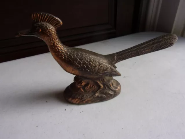 Vintage Roadrunner, Cast Copper,Paperweight,Figurine,Bird.6 1/2" Long,4" tall