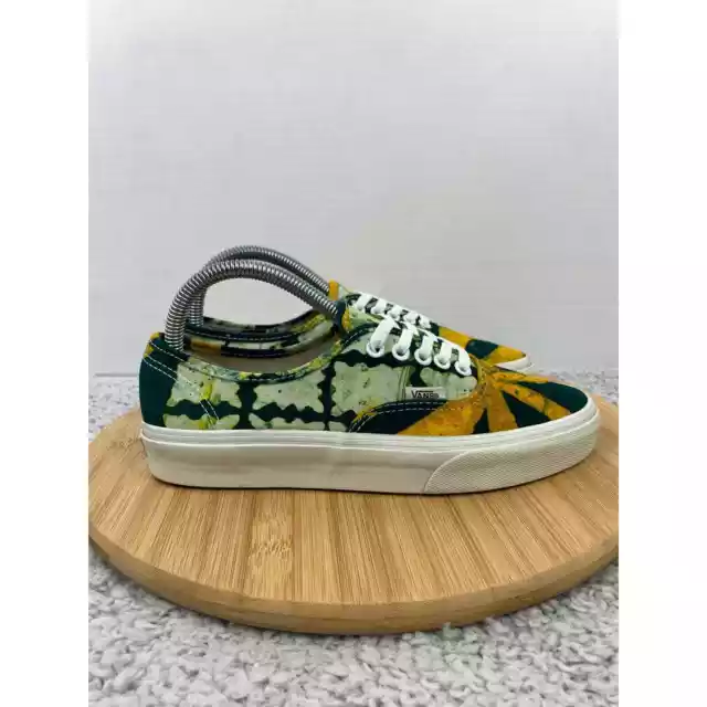 Vans Della Authentic Green Yellow Art Painting Skating Casual Sneakers Womens 8 3