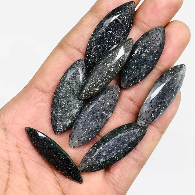 8 Pcs Natural Black Sunstone 33-38.5mm Marquise Cut Loose Faceted Gemstones Lot