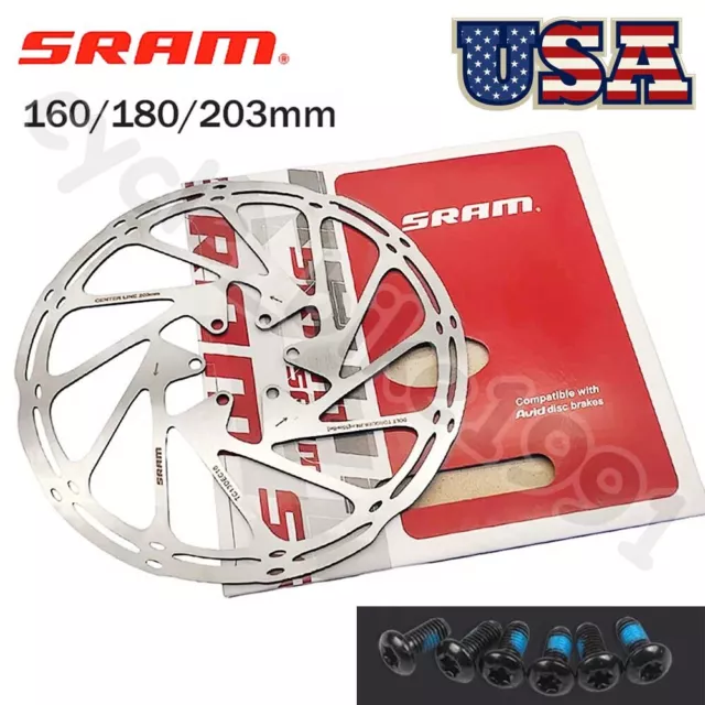 SRAM Centerline 140MM 160MM 180MM 203MM Brake Disc Rotor MTB Bike 6 Bolt Silver