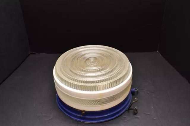 VTG Machine Age Art Deco Flush Mount  Glass Ceiling Light Fixture Industrial
