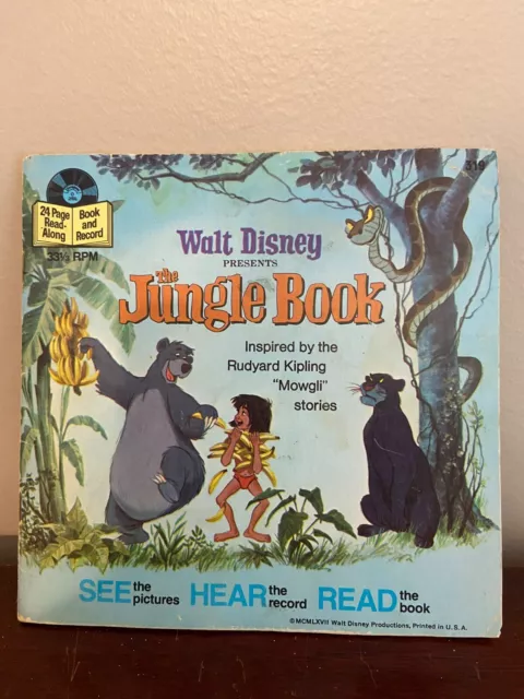 VTG DISNEY THE Jungle Book See, Hear, Read Book and Record 1967 33 1/3 ...
