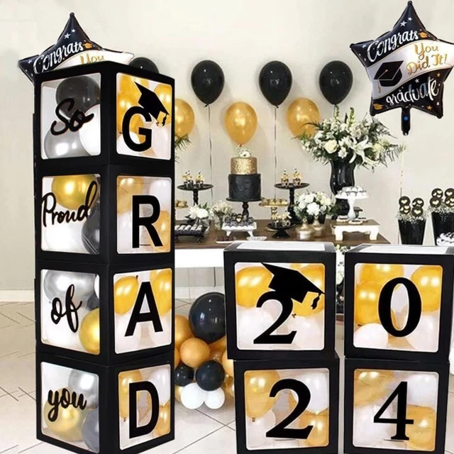 2024 GRADUATION DECORATIONS Party Supplies 20Pcs Black Balloon Boxes