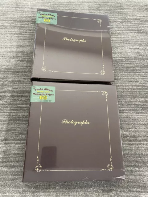 Lote de 2 álbumes de fotos Thompson con 60 páginas magnéticas libres de ácido 9,5"" X 11"" NUEVO