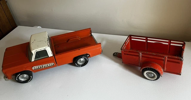 VINTAGE NYLINT CHEVY Toy Truck with Trailer. 1970’s Orange $99.00