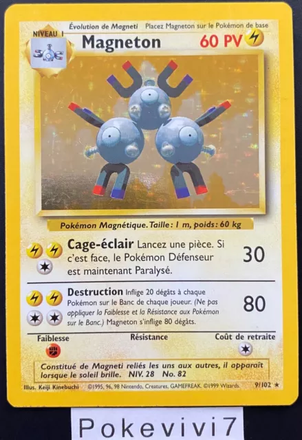 Pokemon Card MAGNETON 9/102 Holo Base Set Wizards FR