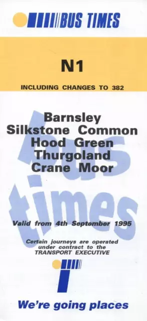 Sheffield Transport Executive Bus Timetable -N1- Barnsley-Crane Moor - Sept 1995