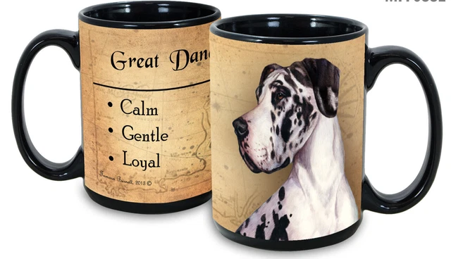 Uncropped Harlequin Great Dane Faithful Friends Mug