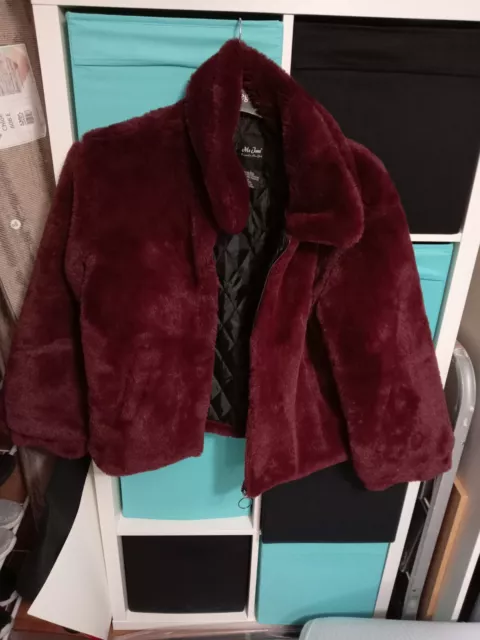 Size L Claret Coloured Faux Fur Coat Jkt By Me Jane Designed In New York Vvgc