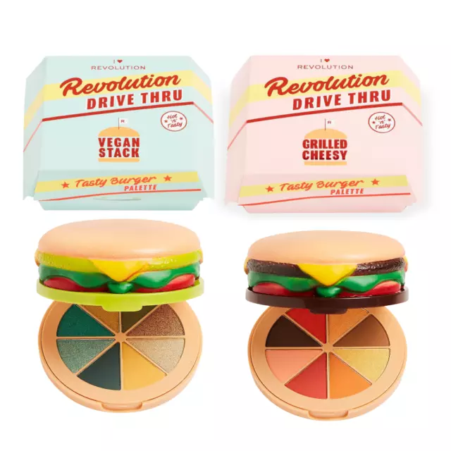 Revolution Make up Eyeshadow Palette Vegan and Cheese Burger 8 Matte and shimmer