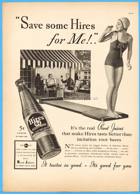 1937 Hires Root Beer Swimming Pool Diving Board Philadelphia PA Soft Drink Ad