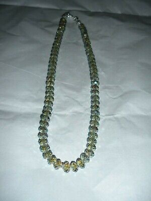 Swarovski  Faceted Crystal Necklace, Pale Blue & Clear, New, Short