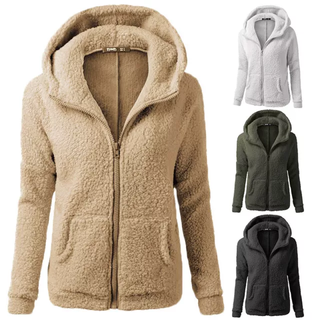 Plus Size Womens Winter Warm Fleece Hoodies Coat Jacket Hoodie Outwear Overcoat