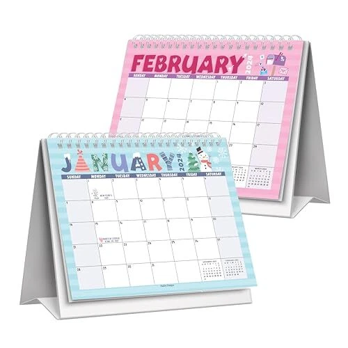 DOODLE SMALL DESK Calendar 2024 Standing Flip Small Desktop Calendar