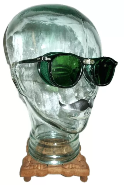 Antique Green Willson Contour Spec Goggles Sunglasses Vtg Old Safety Glasses