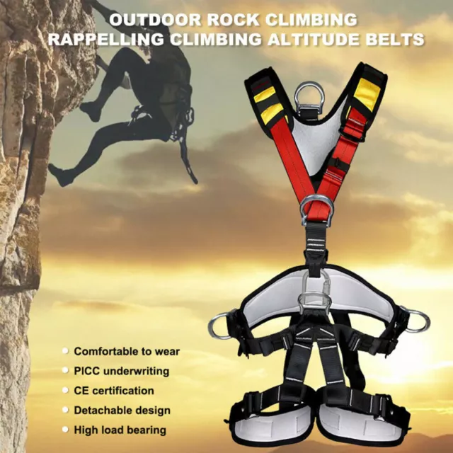 Fall Protection Full Body Safety Belt Harness for Rock Climbing Tree Clip Rescue