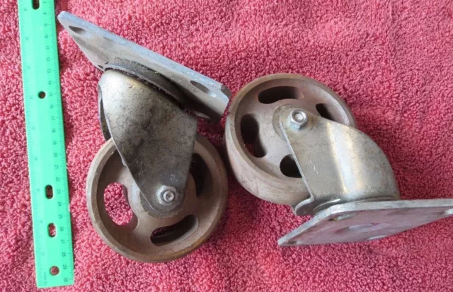 2 Payson Cast Iron Swivel Plate Caster 4" x 1-1/4" Heavy Duty Industrial cart