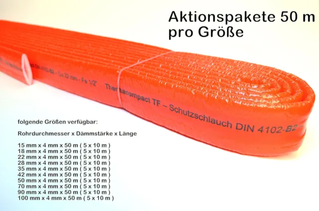 50 m Schutzschlauch Isolierschlauch Isolierung 4mm rot Abfluss Rohrisolierung