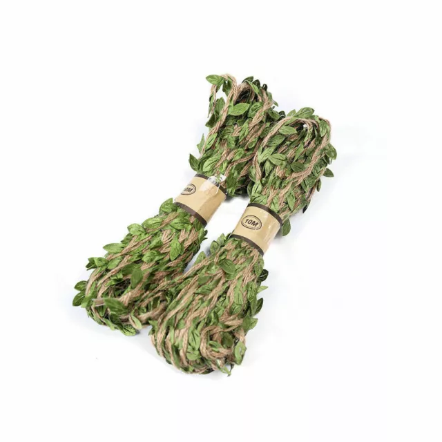 Craft Ribbon DIY Vintage Jute Twine Natural Hessian Burlap Rope Artificial Leaf